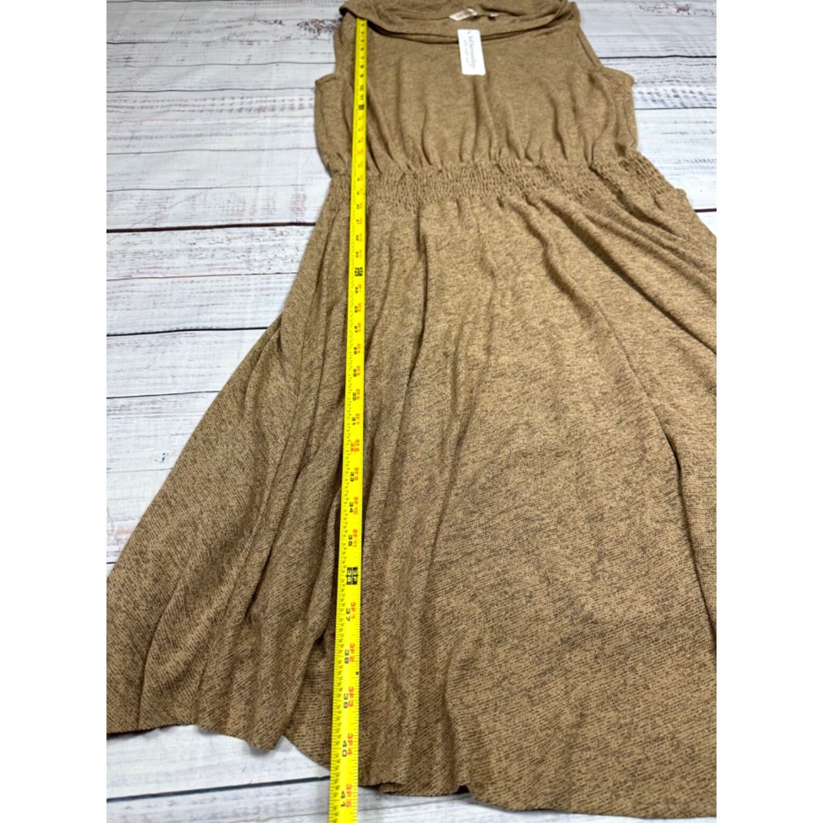 Soft Surroundings Soft Surroundings Dress Sz L Brown Knit Cowl Neck Midi Smocked Waist Womens New Knit Dress Size L / US 10 / IT 46 - 2 Thumbnail