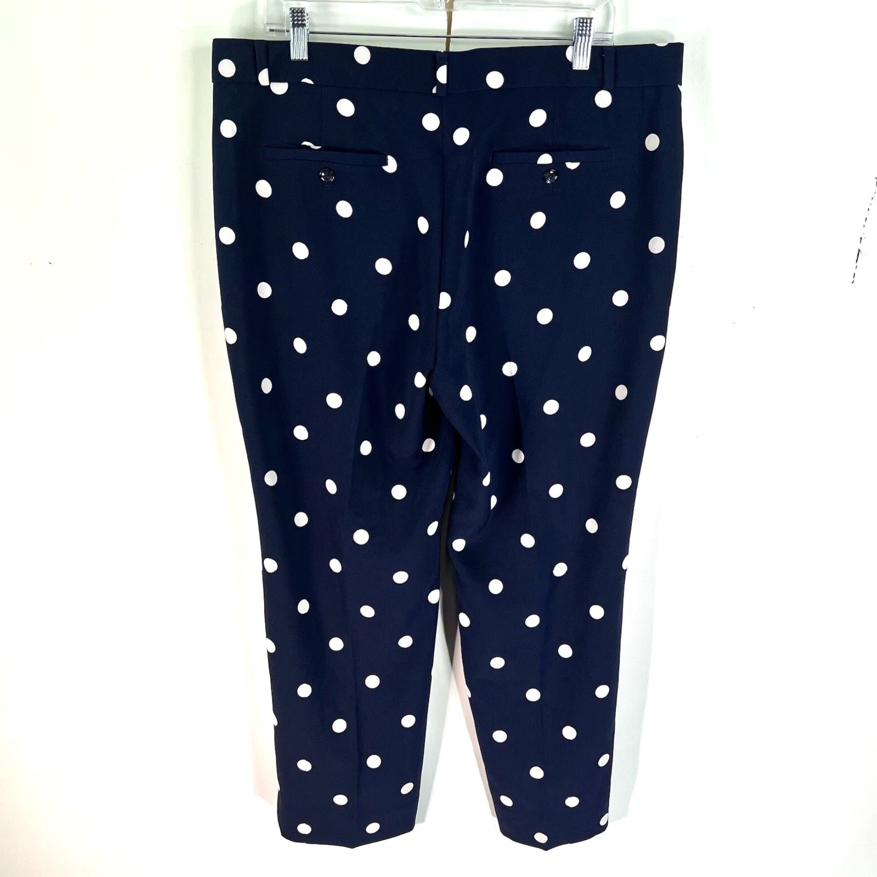 Banana Republic Banana Republic Polka Dot Dress Pants Women 14 Navy White Pockets 38X28 Straight Front High Rise Relaxed Size 36" / US 14 / IT 50 - 7 Thumbnail