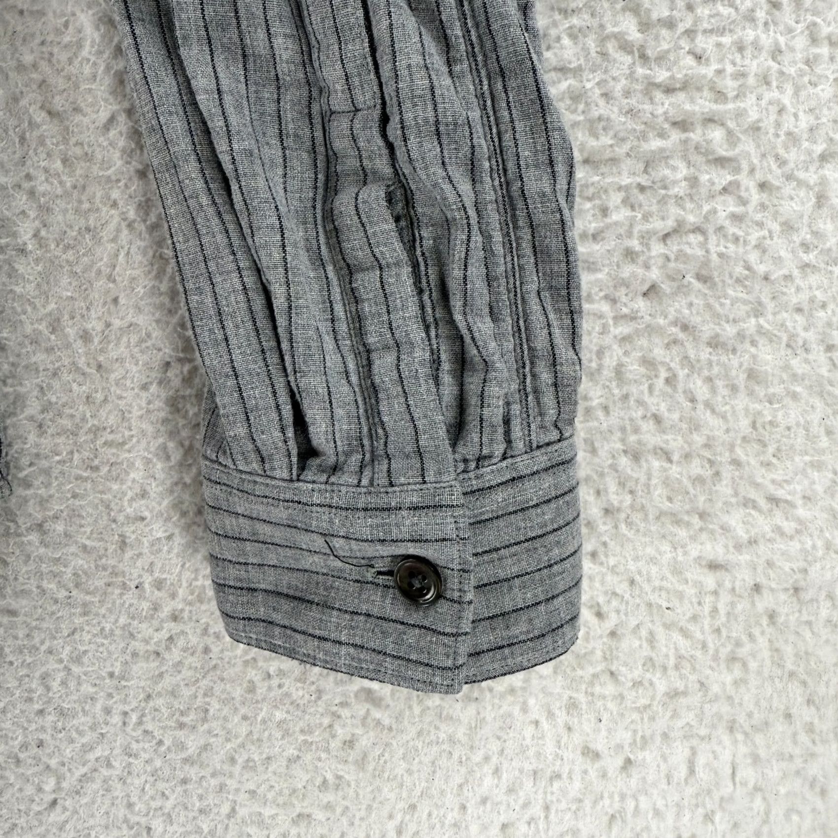 Theory Theory Button-Up Shirt Mens M Gray Striped 100% Cotton Casual Long Sleeve Size US M / EU 48-50 / 2 - 7 Thumbnail