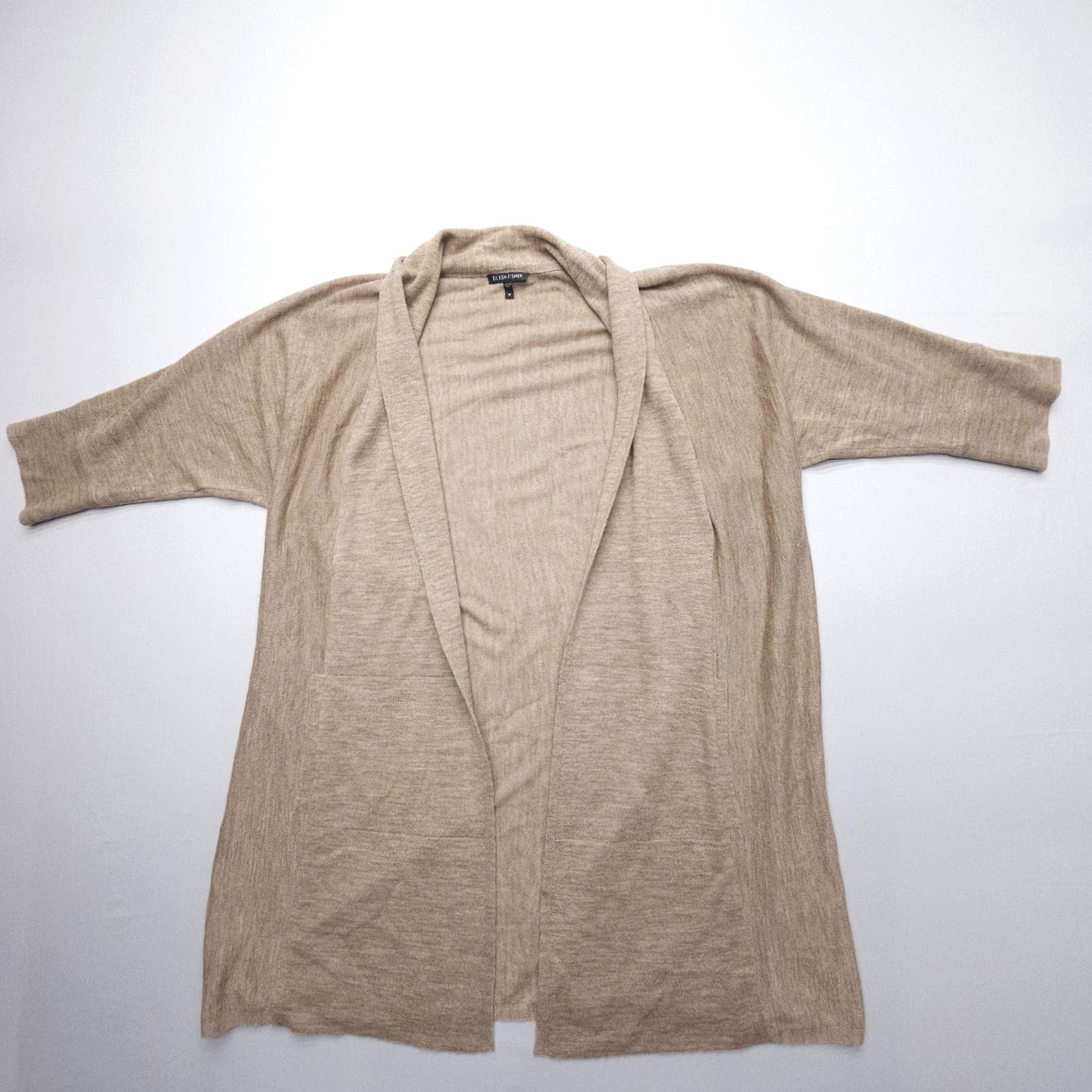 Eileen Fisher Eileen Fisher Cardigan Womens Medium Knit Open Alpaca Beige Fall Spring Summer Winter Lightweight Casual City Vintage? Size M / US 6-8 / IT 42-44 - 6 Thumbnail