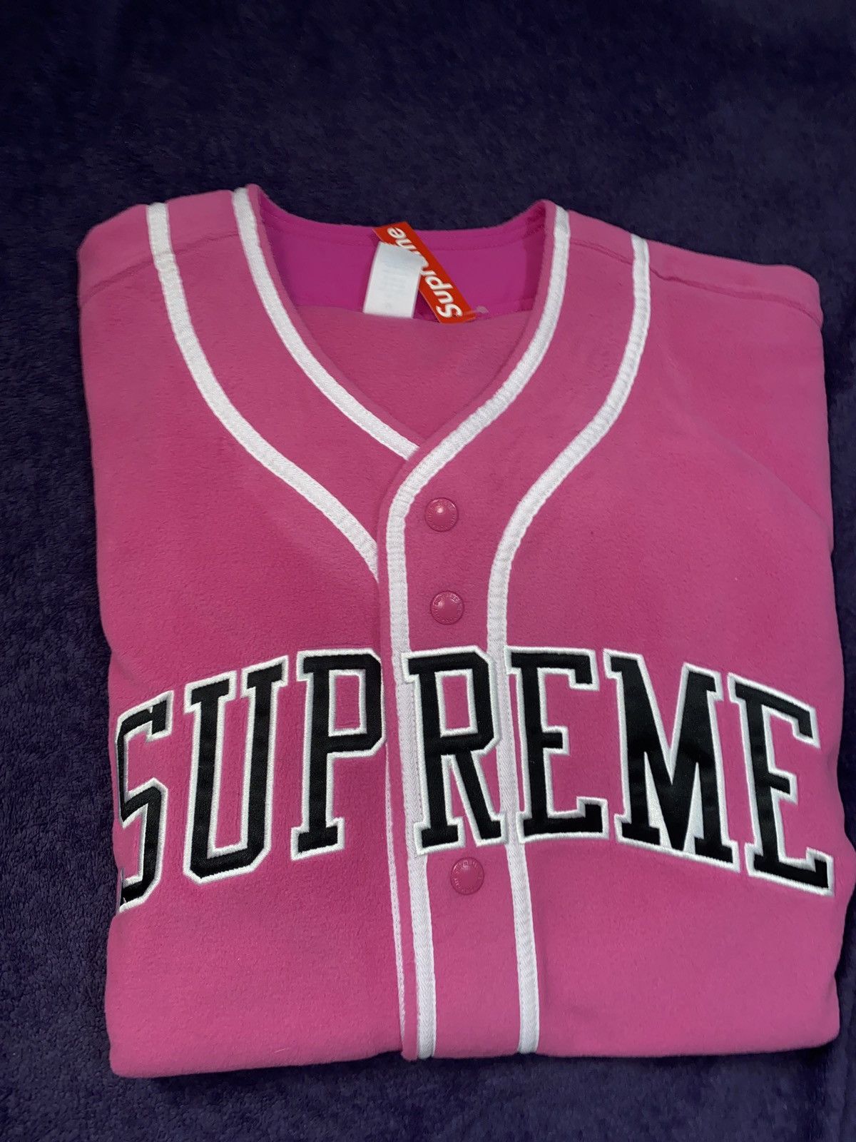 Supreme Supreme Polartec Baseball Jersey Pink Size US M / EU 48-50 / 2 - 3 Thumbnail