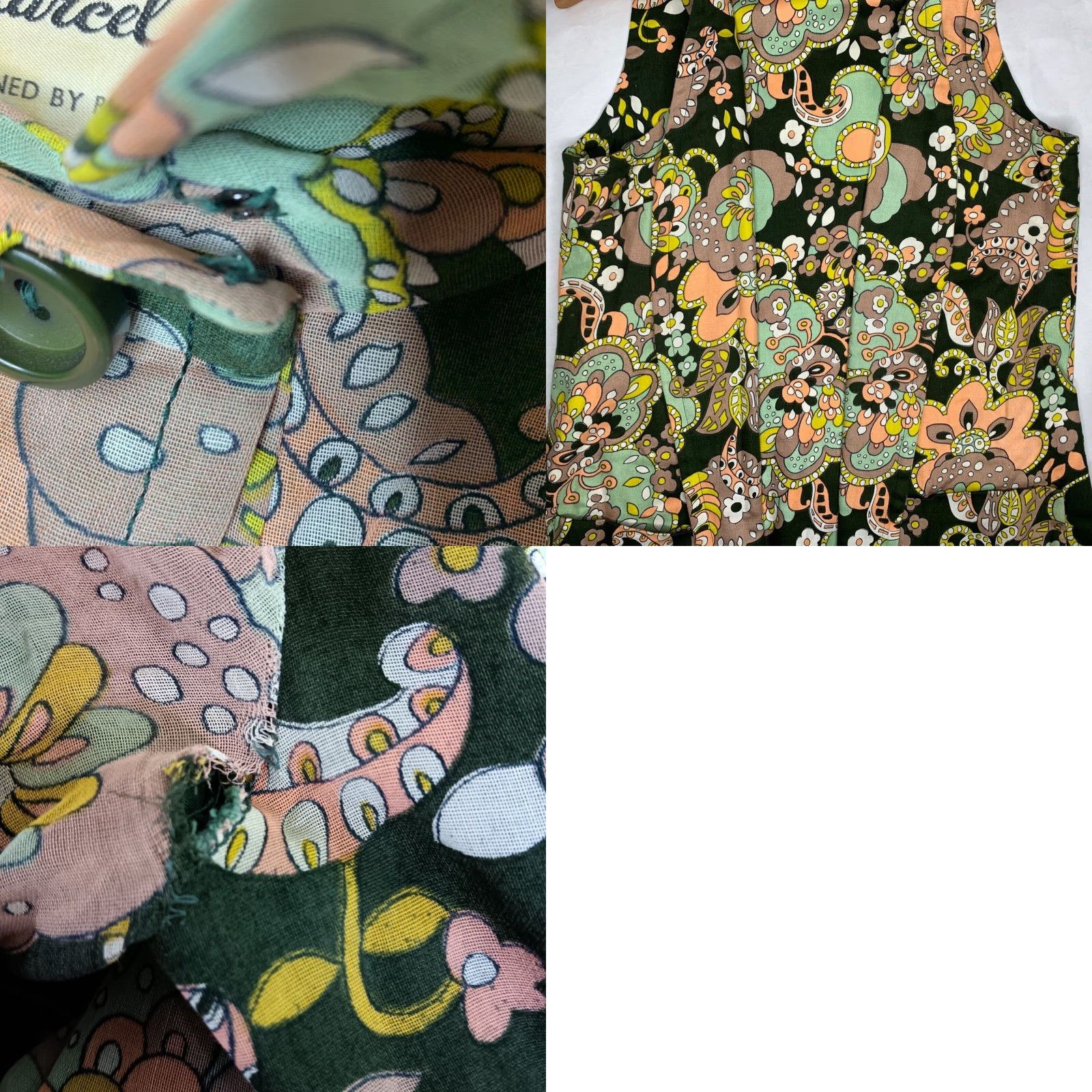 Vintage Vtg Marcek Fenez Designer Roland Klein Total Dress Vest Set Mod Flower Power 1960s Size XL / US 12-14 / IT 48-50 - 9 Thumbnail