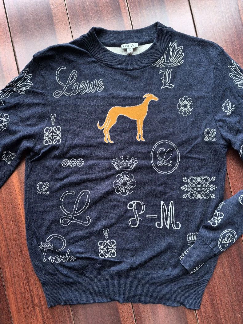 Loewe Loewe Navy blue full printed Logo orange puppy round neck Size M / US 6-8 / IT 42-44 - 1 Thumbnail