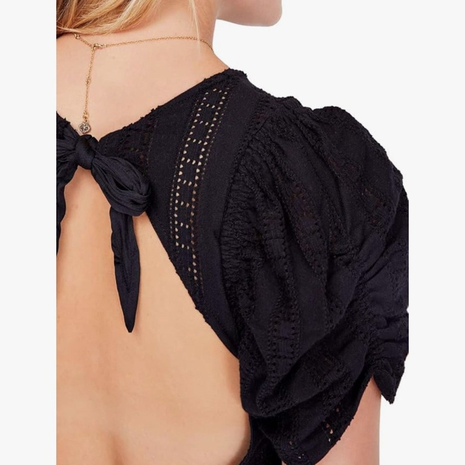 Free People Free People Star Struck Tee – Black – Size M – EUC Size M / US 6-8 / IT 42-44 - 4 Thumbnail