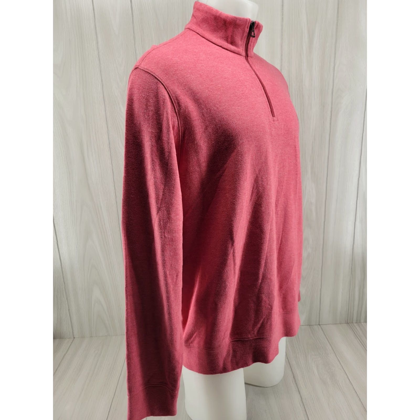Polo Ralph Lauren Polo Ralph Lauren Sweater Pullover 1/4 Zip Mock Neck Long Sleeve Size L Coral Pink Mens Regular Knit Cotton Blend 1/4 Zip Pullover Shirt Size US L / EU 52-54 / 3 - 4 Thumbnail