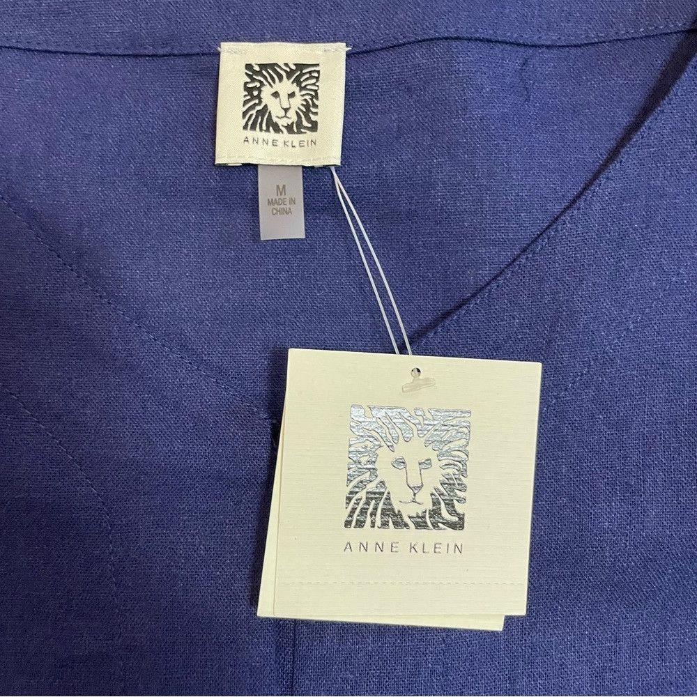 Anne Klein NWT New $79 Anne Klein Linen Short Sleeve Front Tie Blue To Size M / US 6-8 / IT 42-44 - 9 Thumbnail