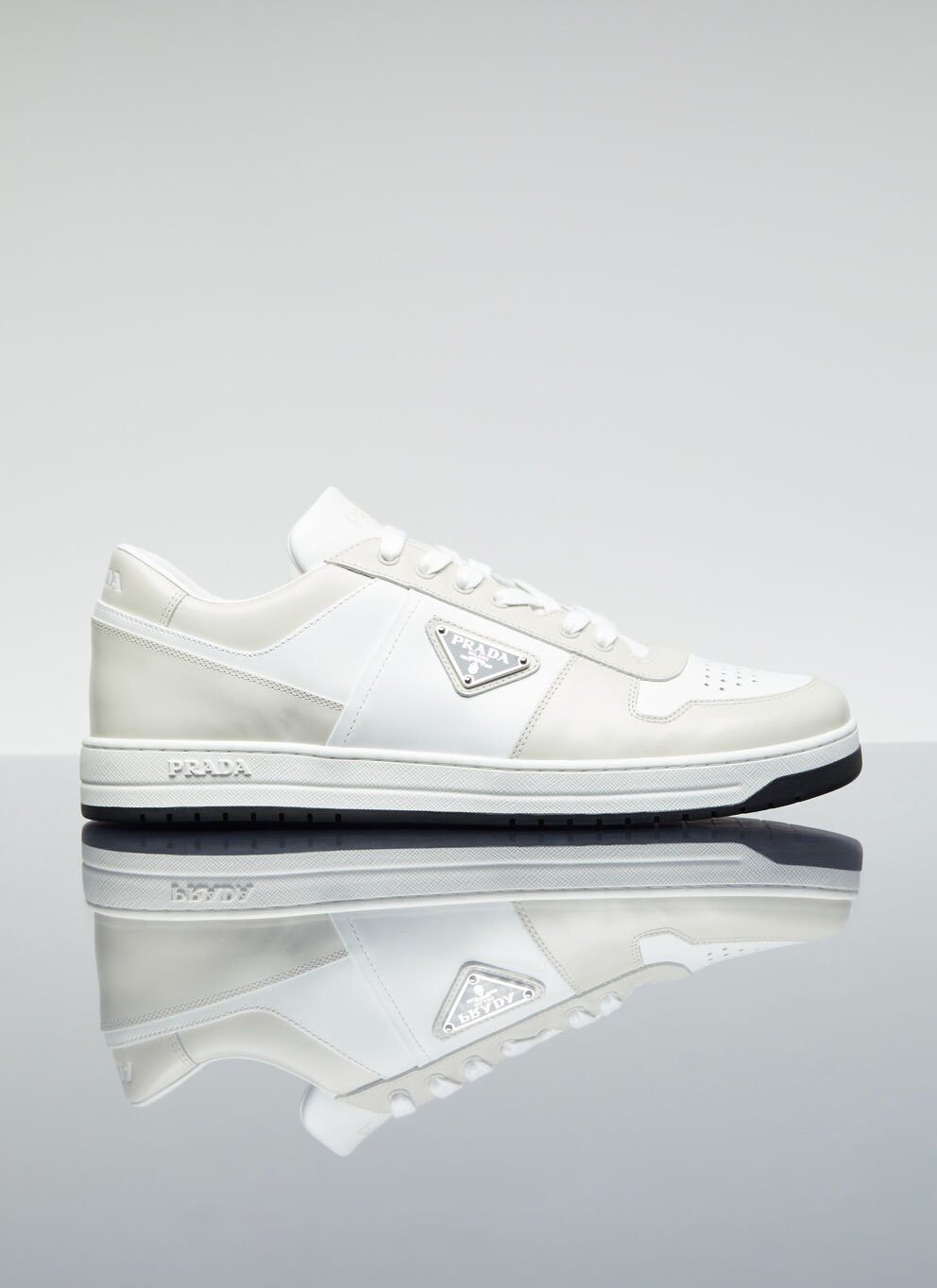 image of Prada Downtown Leather Sneakers in Beige, Men's (Size 8)
