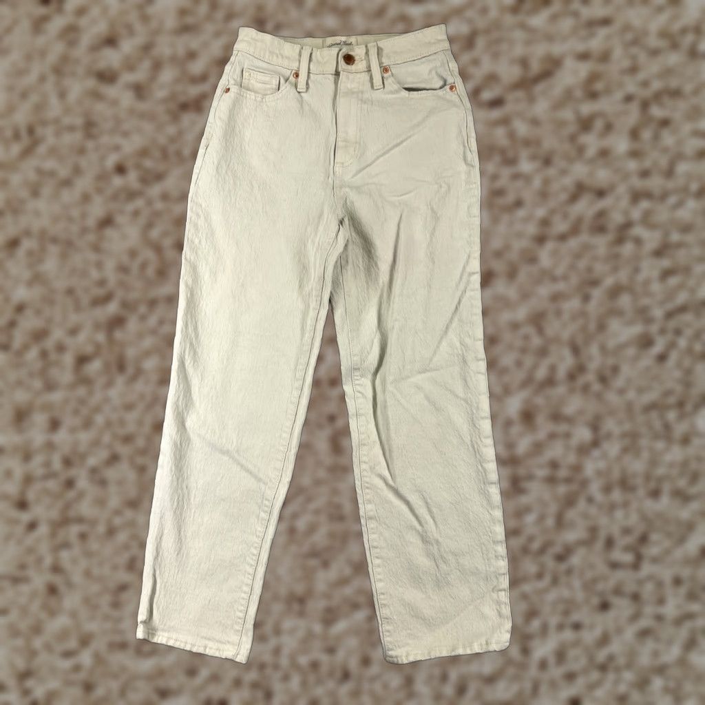 Vintage Universal Thread Jeans Women 0 Ivory Denim Stretch Wide-Leg Casual Pants Womens 90s Style Size 25" / US 0 / IT 36 - 1 Thumbnail