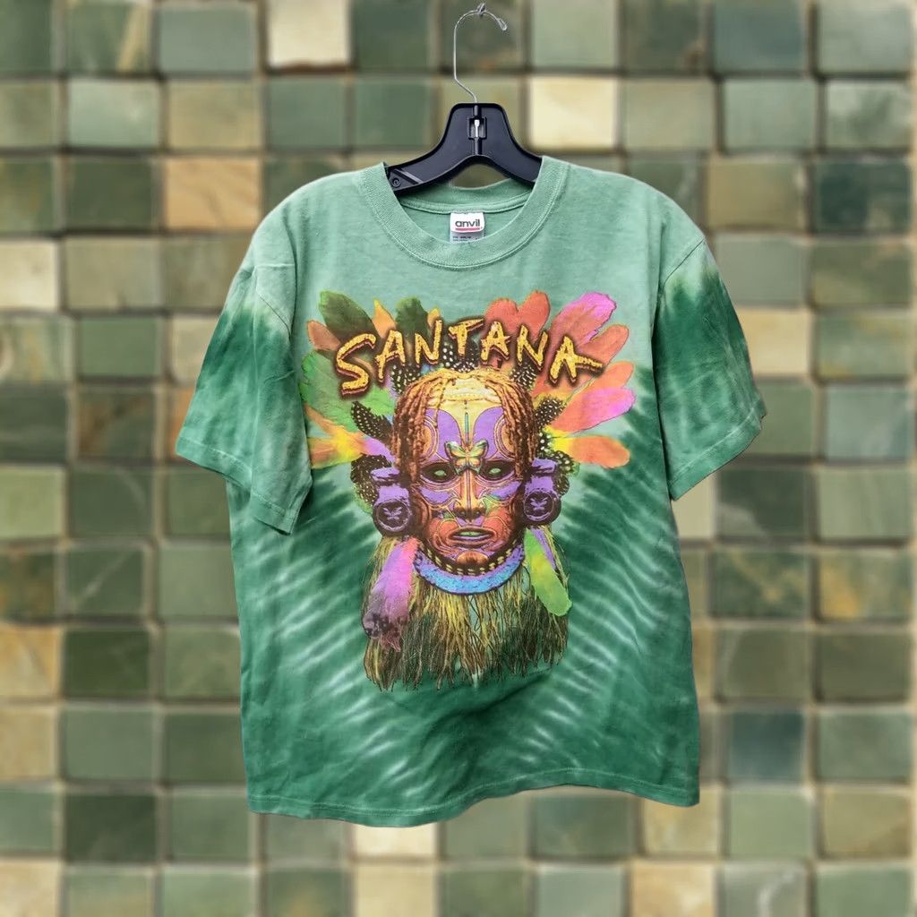 Anvil VINTAGE Santana Shaman Green Tie Dye Medium T-Shirt Mens M Green Music Deadstock Shirt Size US M / EU 48-50 / 2 - 1 Thumbnail