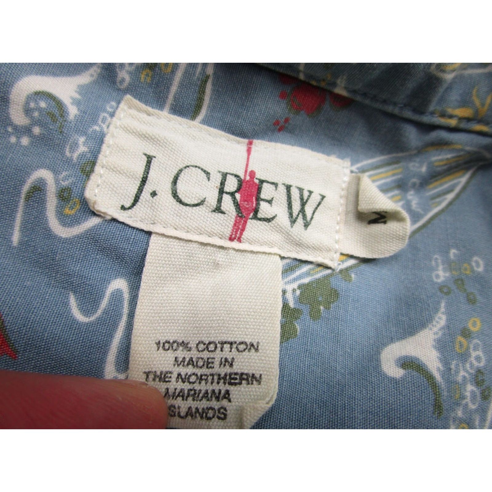 J.Crew VINTAGE J.CREW Shirt Mens Medium Blue Hawaiian Surfboard Fish Floral Print Button Up Size US M / EU 48-50 / 2 - 4 Thumbnail