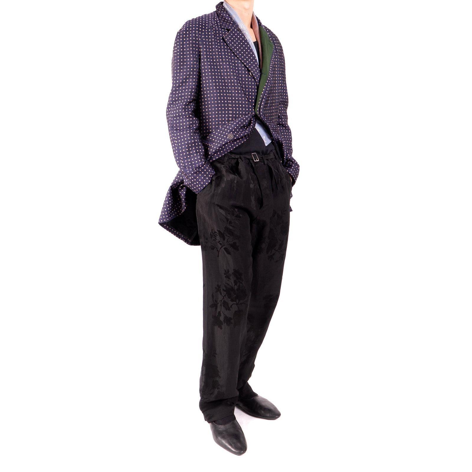 Haider Ackermann SS14 Classic Raglan Coat in Blue & Gold Silk Jacquard Size US XL / EU 56 / 4 - 3 Thumbnail