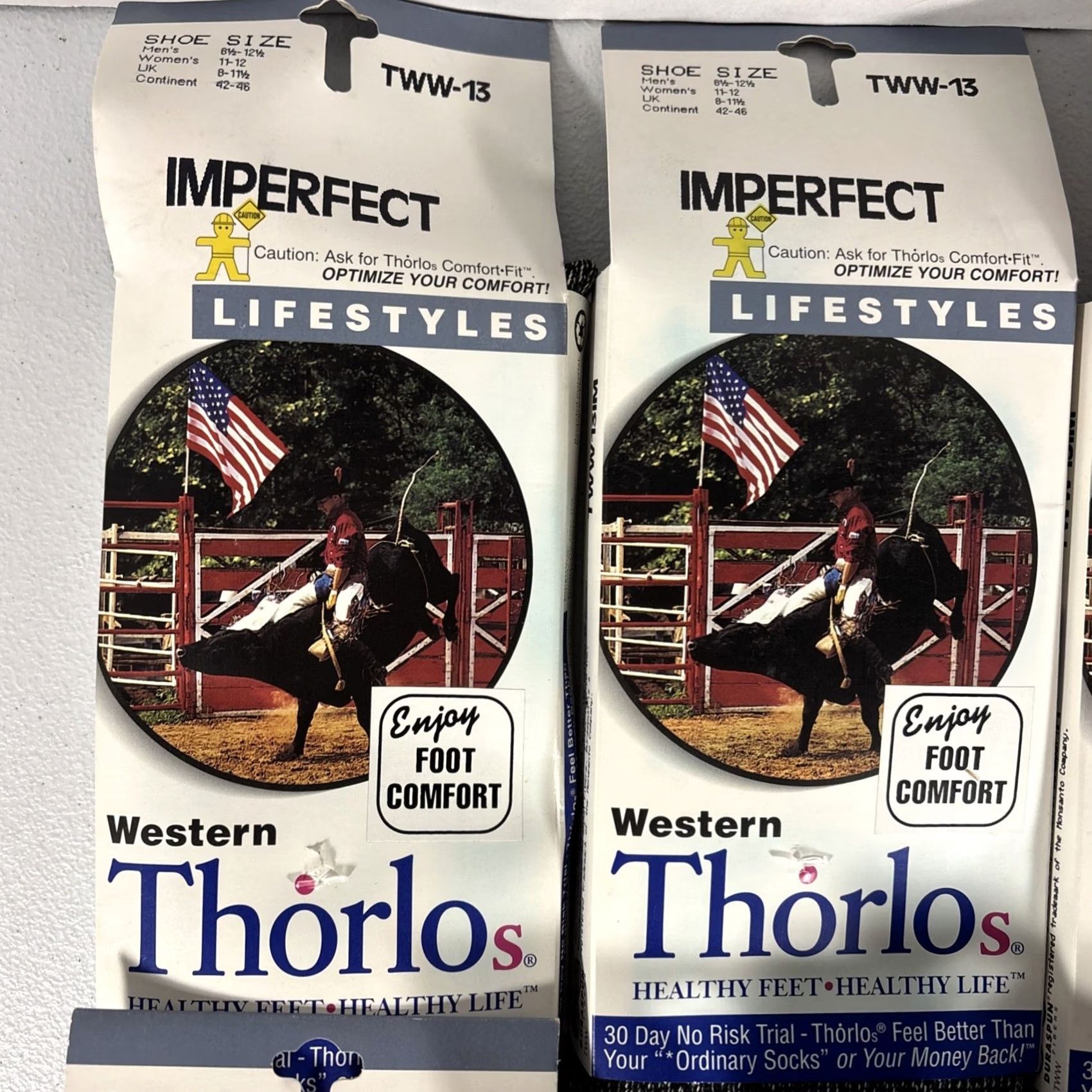 Vintage VINTAGE Thorlos Socks Western Calf Black 8.5-12.5 Men 6 Pack TWW-13 Size ONE SIZE - 2 Thumbnail