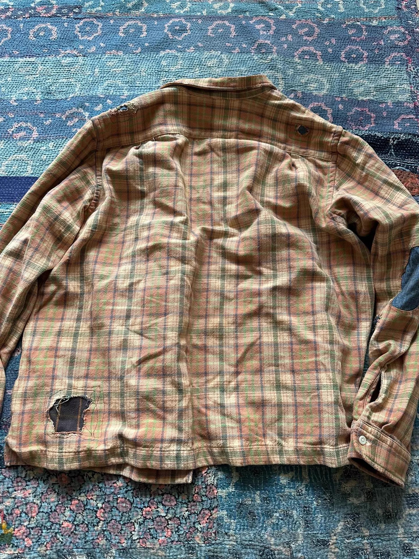 RRL Ralph Lauren RRL Patched Distressed Plaid Shirt XXL Heavyweight Size US XXL / EU 58 / 5 - 2 Thumbnail