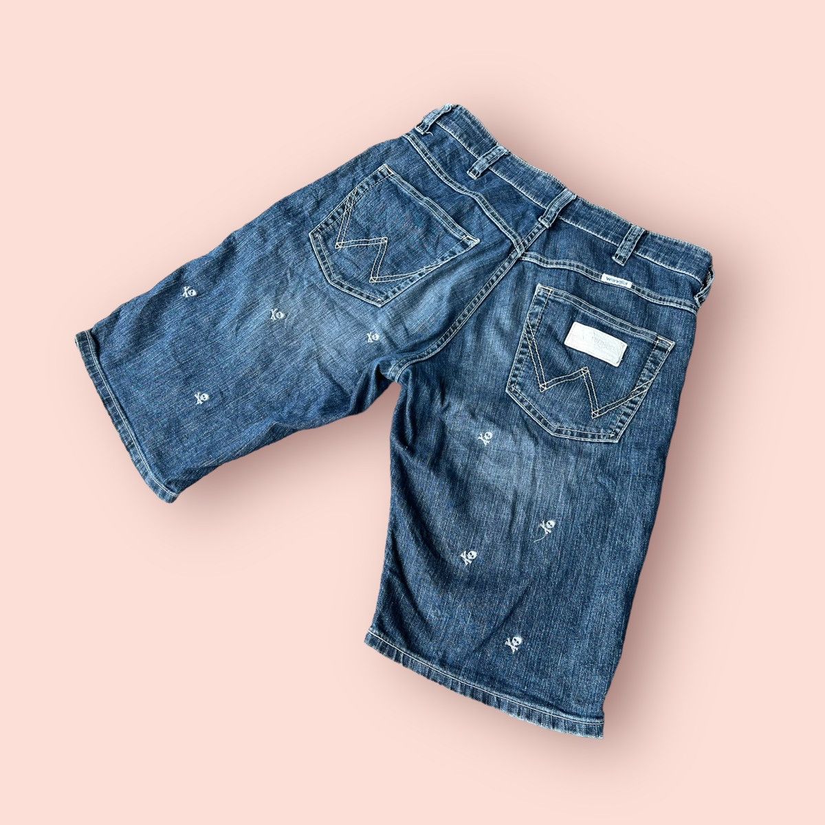 Vintage × Wrangler VINTAGE WRANGLER SKULL EMBROIDERED DENIM SHORTS Size US 28 / EU 44 - 3 Thumbnail