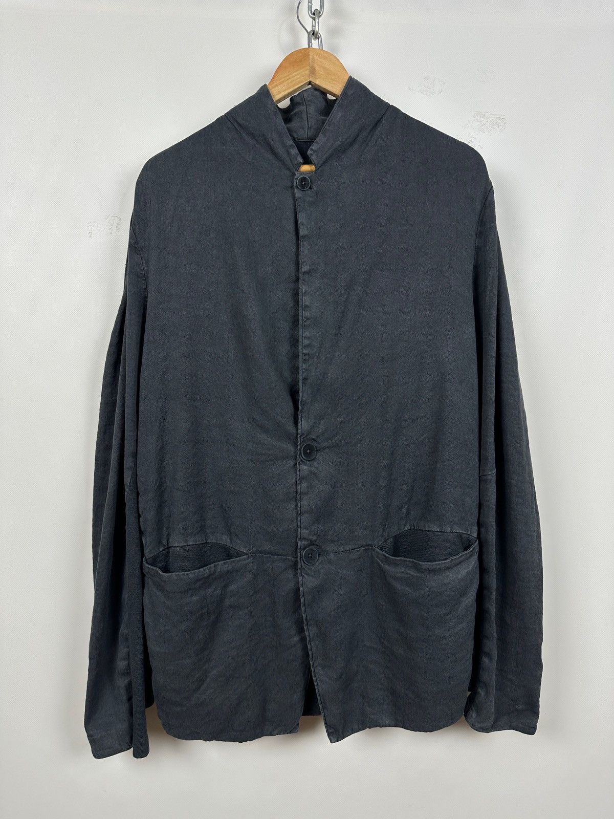 Transit Uomo Gray Linen Avant Garde Blazer Jacket - www 