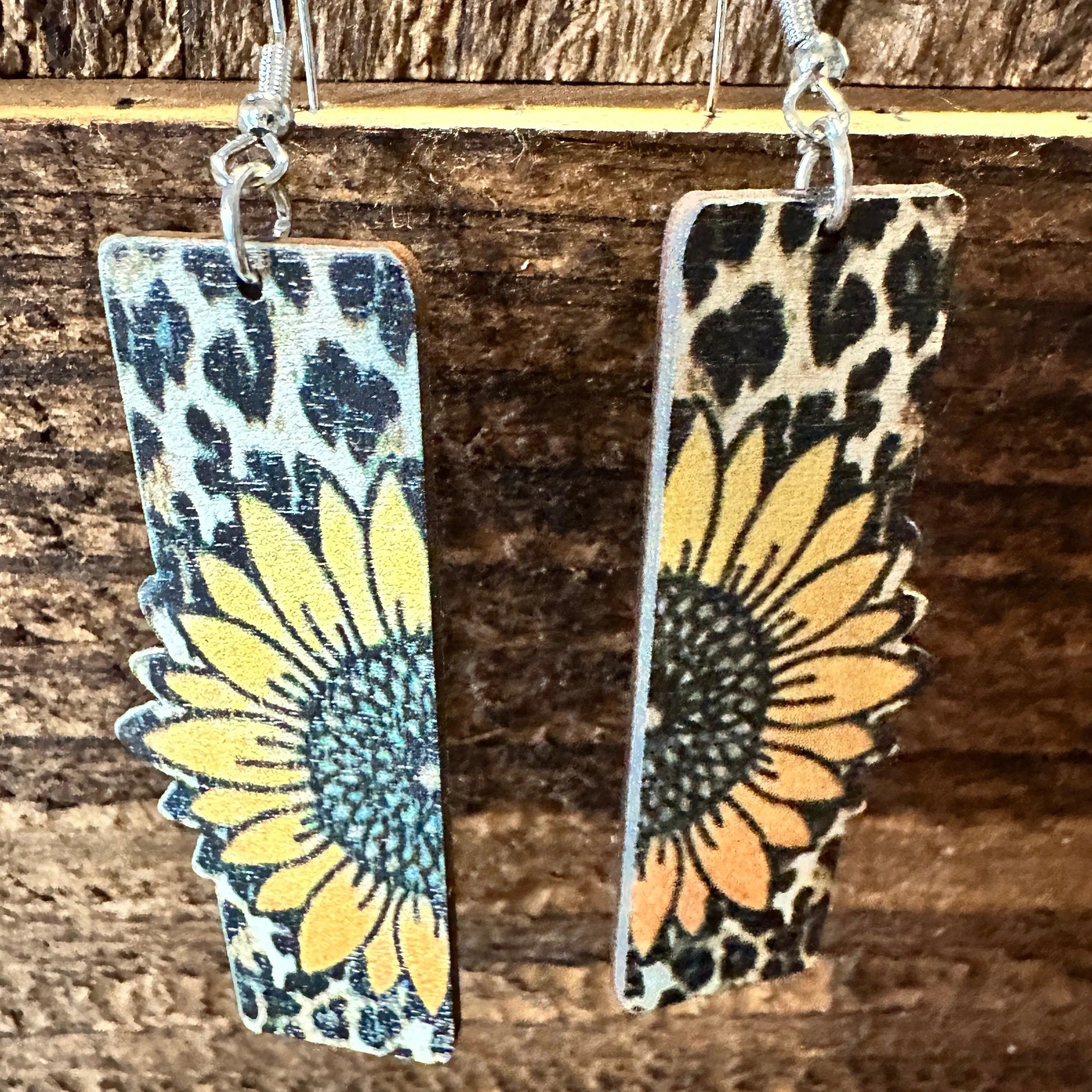 Other Boho Hippie Western Sunflower Stamped Leather Drop Wire Earr Size ONE SIZE - 5 Thumbnail