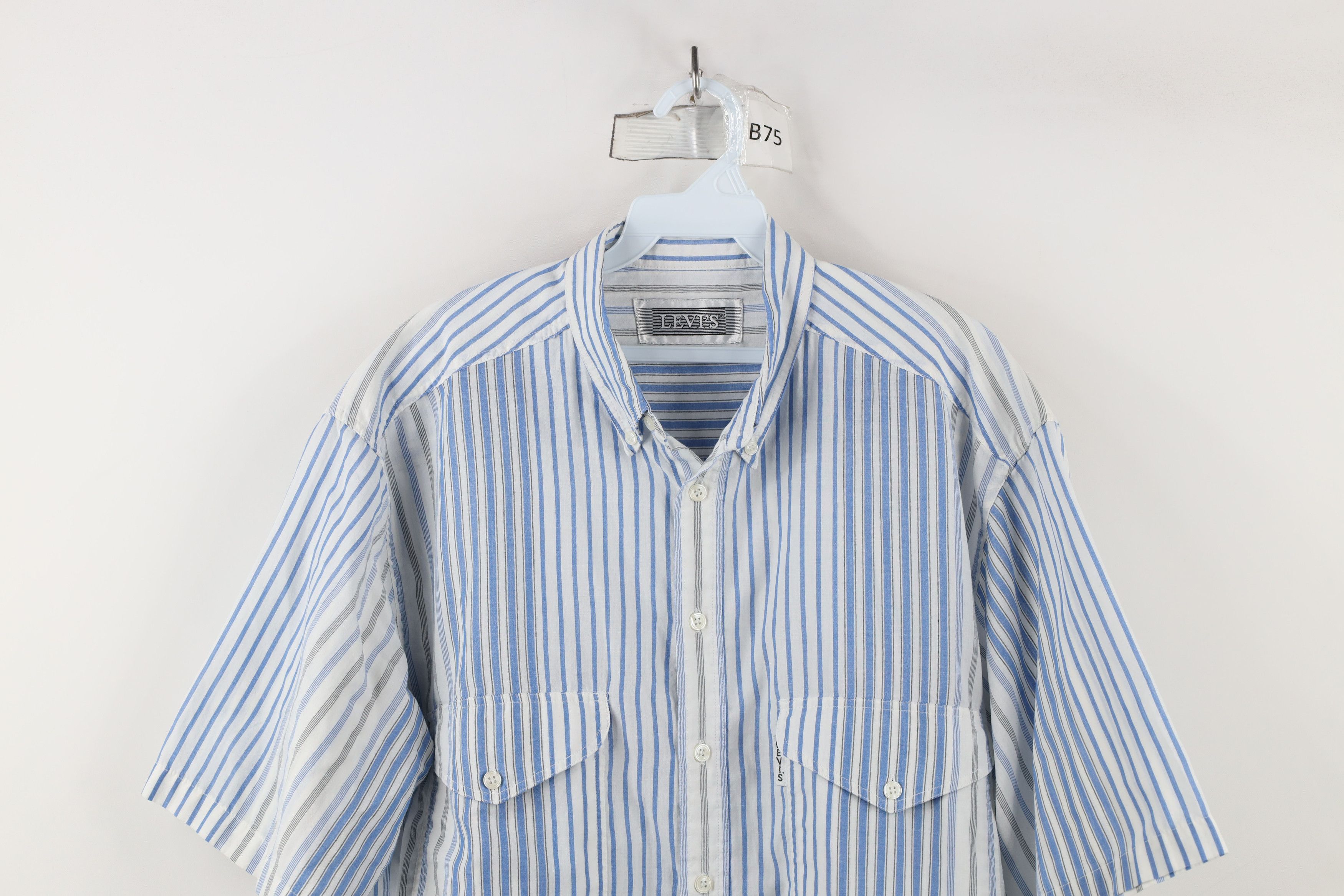 Levi's × Vintage Vintage 80s Levis Big E Block Short Sleeve Button Down Shirt Size US XL / EU 56 / 4 - 2 Thumbnail
