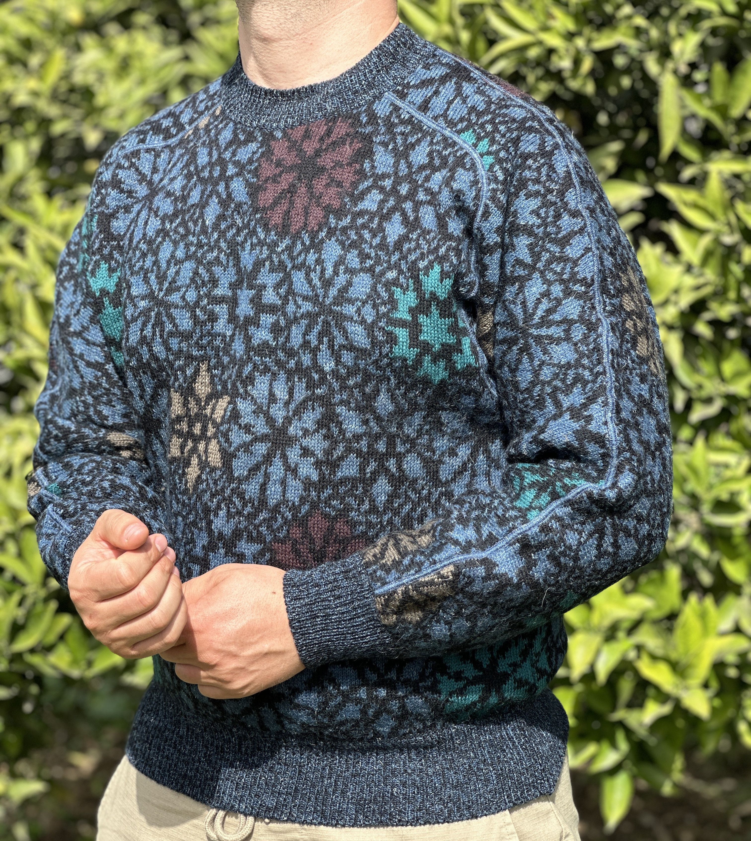 Missoni 90s Missoni Uomo Floral Knit Navy Cardigan Sweater Size M 50 Size US M / EU 48-50 / 2 - 2 Thumbnail