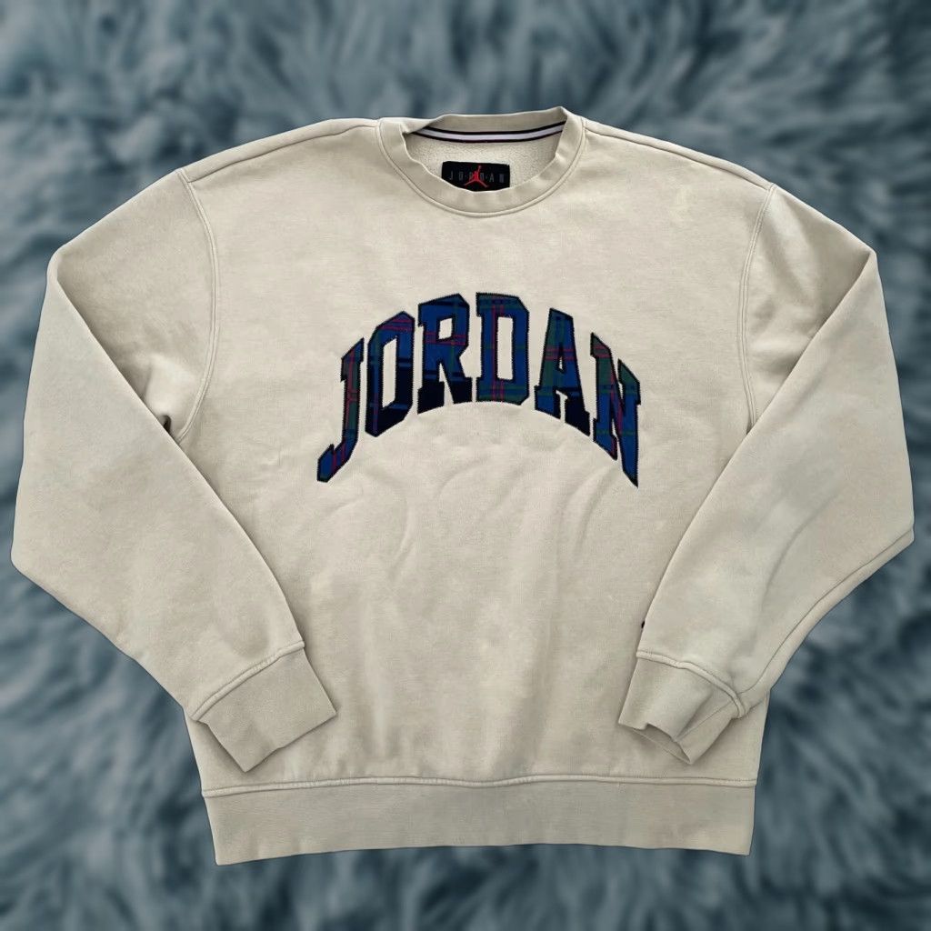 Jordan Brand Nike Jordan Sweater Adult Crew Neck Plaid Spell Out Pullover Mens M Brown Cotton Polyester Fleece Embroidered Logo Regular Size US M / EU 48-50 / 2 - 1 Thumbnail
