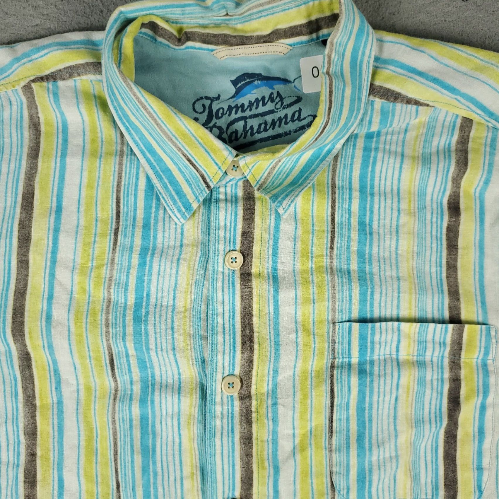 Tommy Bahama Tommy Bahama Shirt Mens 2XL Beige Striped Linen Button-Up Long Sleeve Size US XXL / EU 58 / 5 - 2 Thumbnail