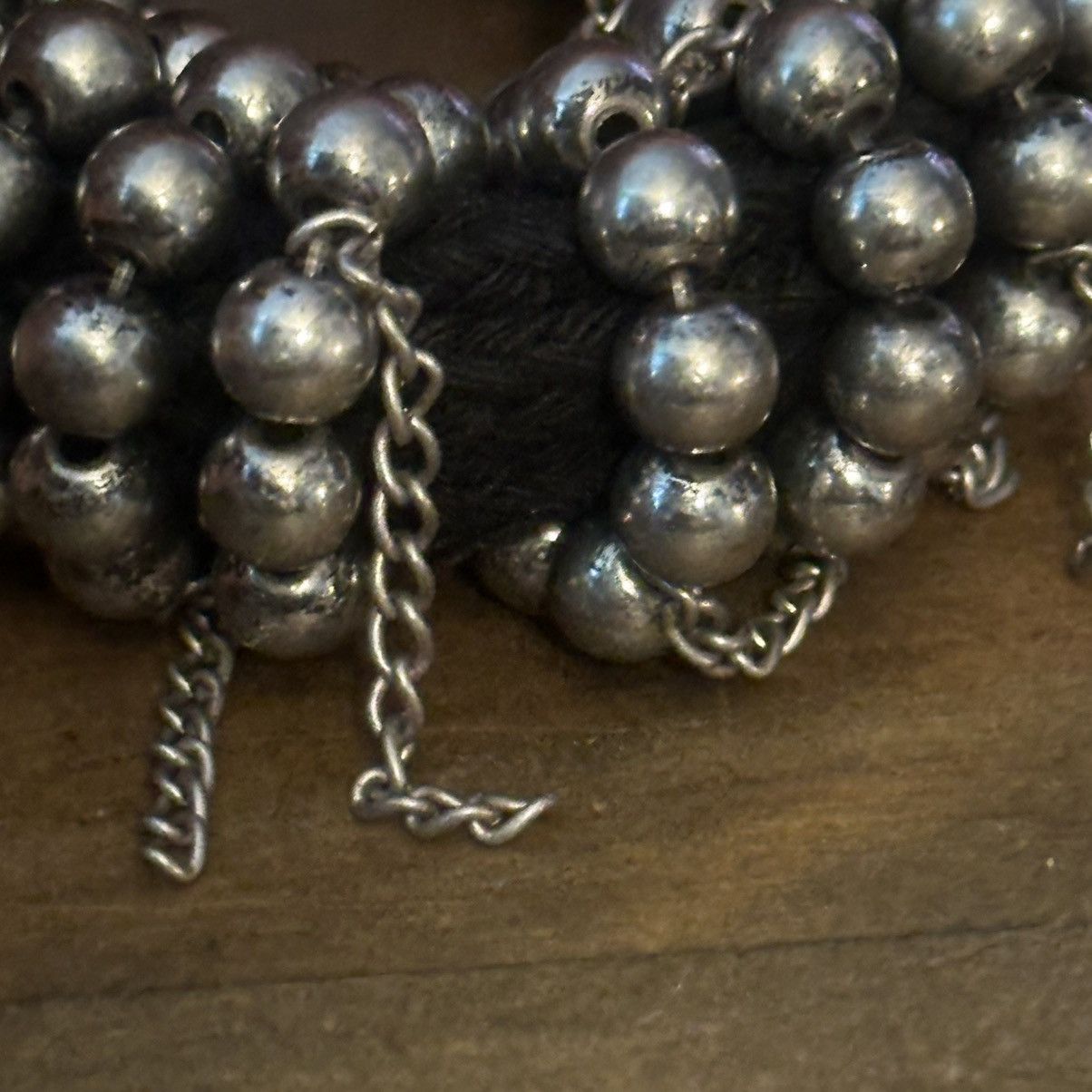Other Chunky silver tone wrapped bead and chain dangles bracelet Size ONE SIZE - 4 Thumbnail