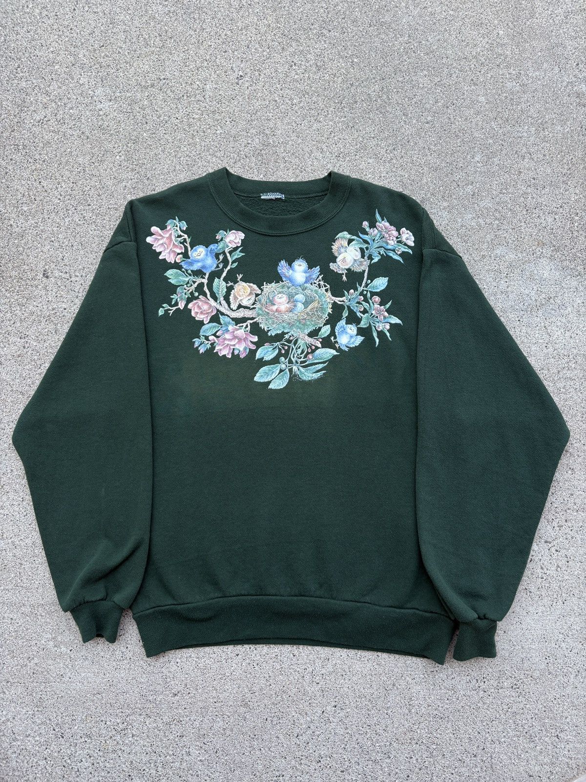 Jerzees × Vintage Vintage 1990s JERZEES Birds/Floral Crewneck Sweater Size L Size L / US 10 / IT 46 - 1 Thumbnail