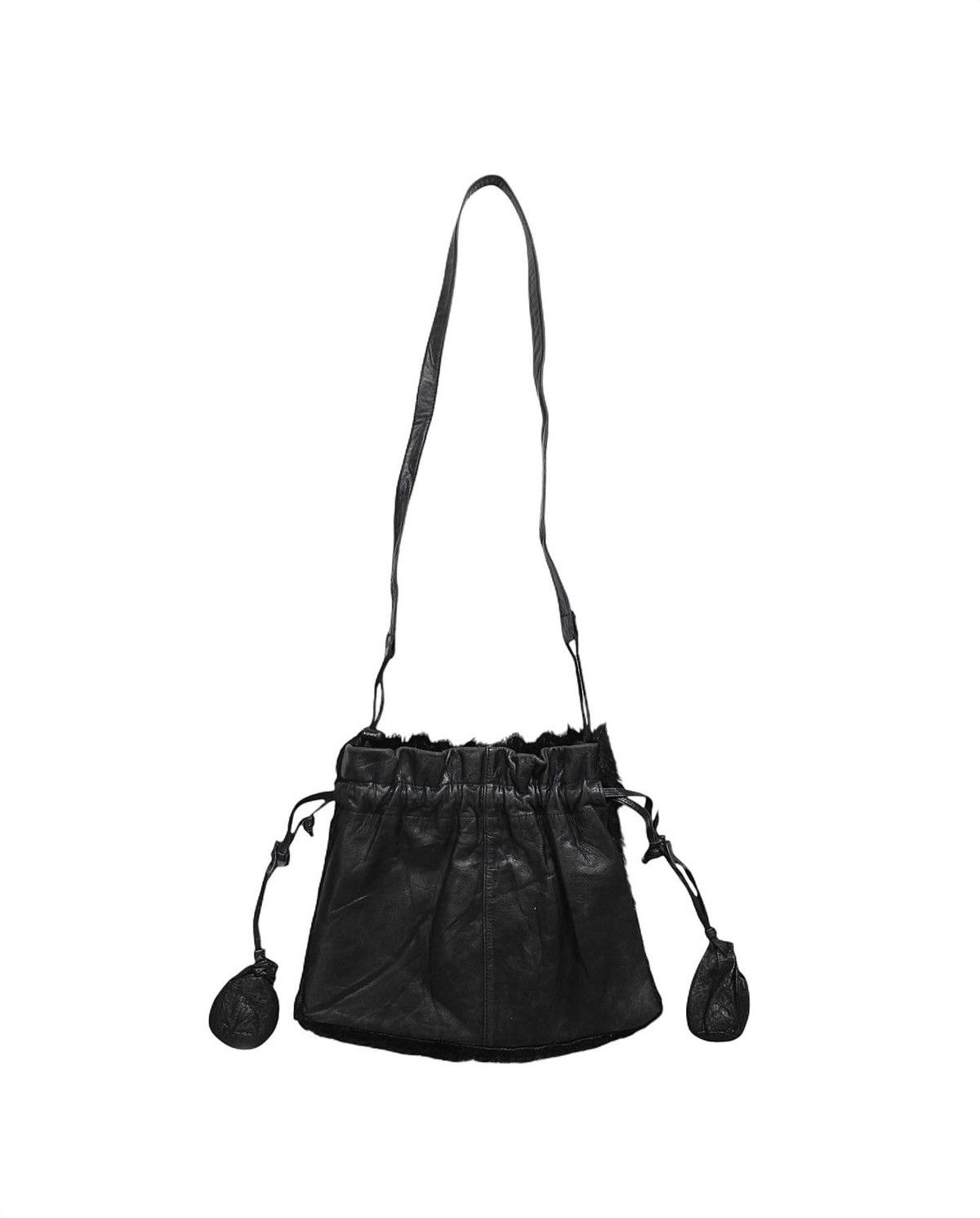 If Six Was Nine 2000S CONVERSE LEATHER FUR CROSS DRAWSTRING BAG Size ONE SIZE - 4 Thumbnail