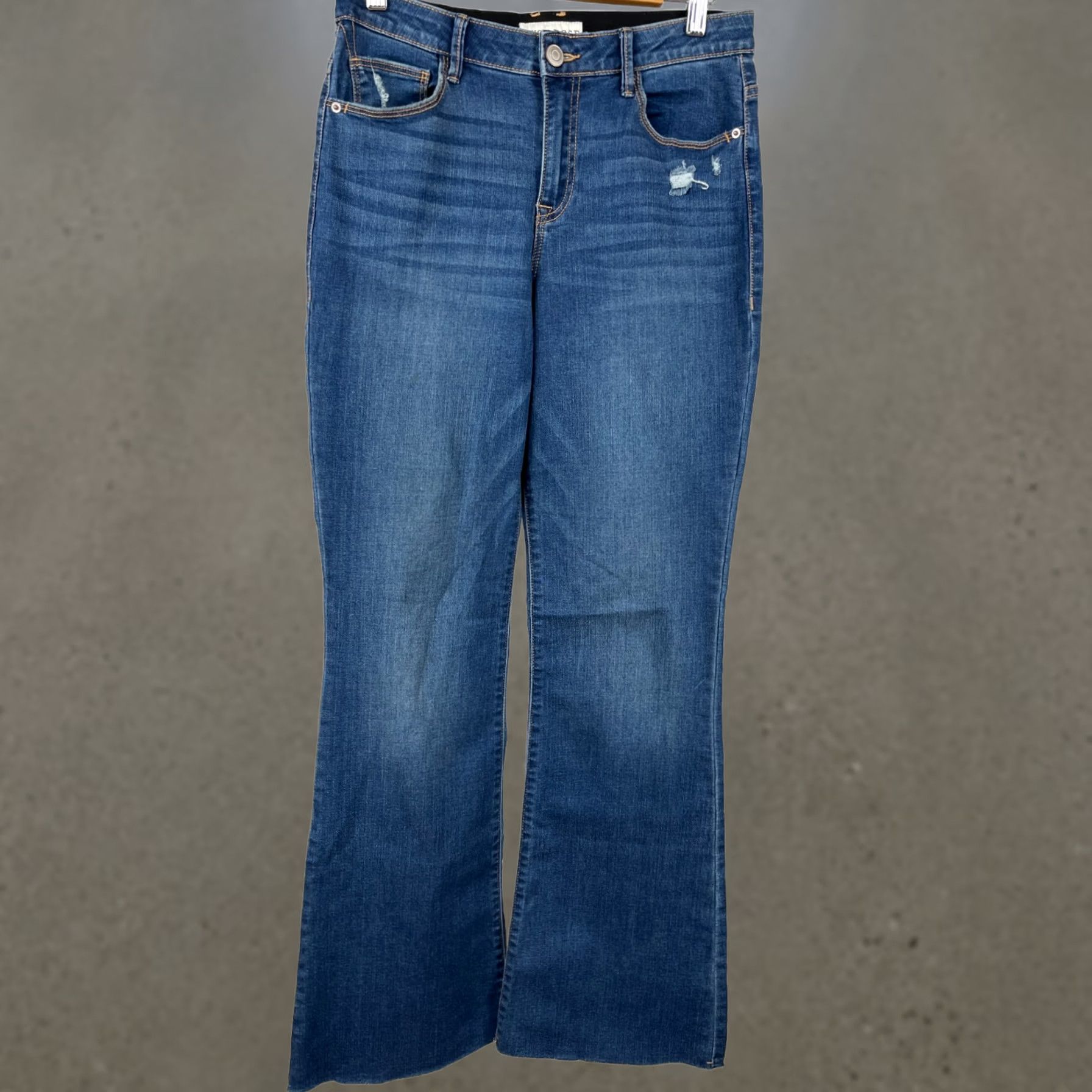 Vintage Knox Rose Jeans Womens 8 Bootcut Denim Distressed Mid Rise Raw Hem Stretch Blue 5-Pocket Design Mens Womens Girls Boys? Size 30" / US 8 / IT 44 - 1 Thumbnail