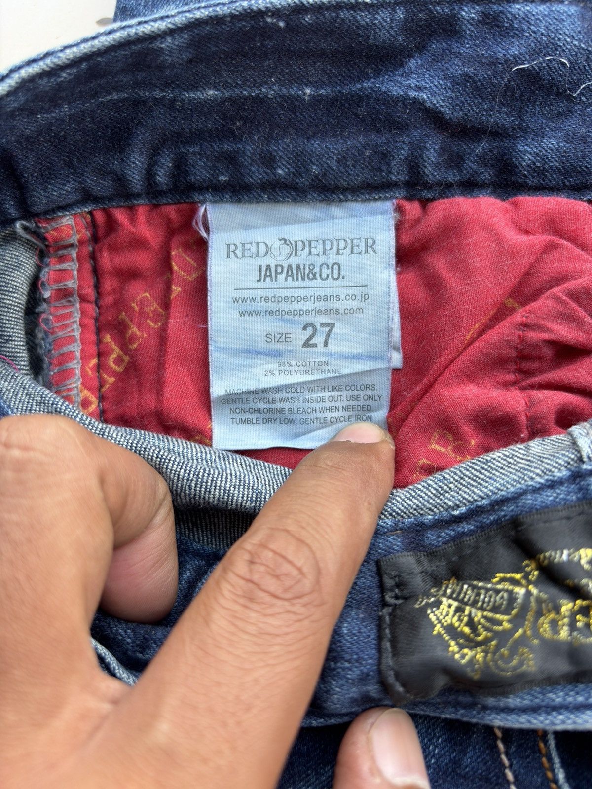 Japanese Brand Red Pepper Union Jack Streetwear Low Flared Distressed Denim Size US 31 - 21 Thumbnail
