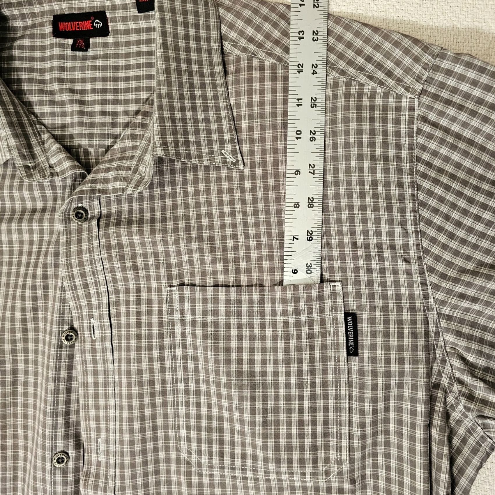 Vintage Wolverine Button-Up Shirt Men's 2XL Gray Plaid Short Sleeve Work Casual Pocket Size US XXL / EU 58 / 5 - 3 Thumbnail