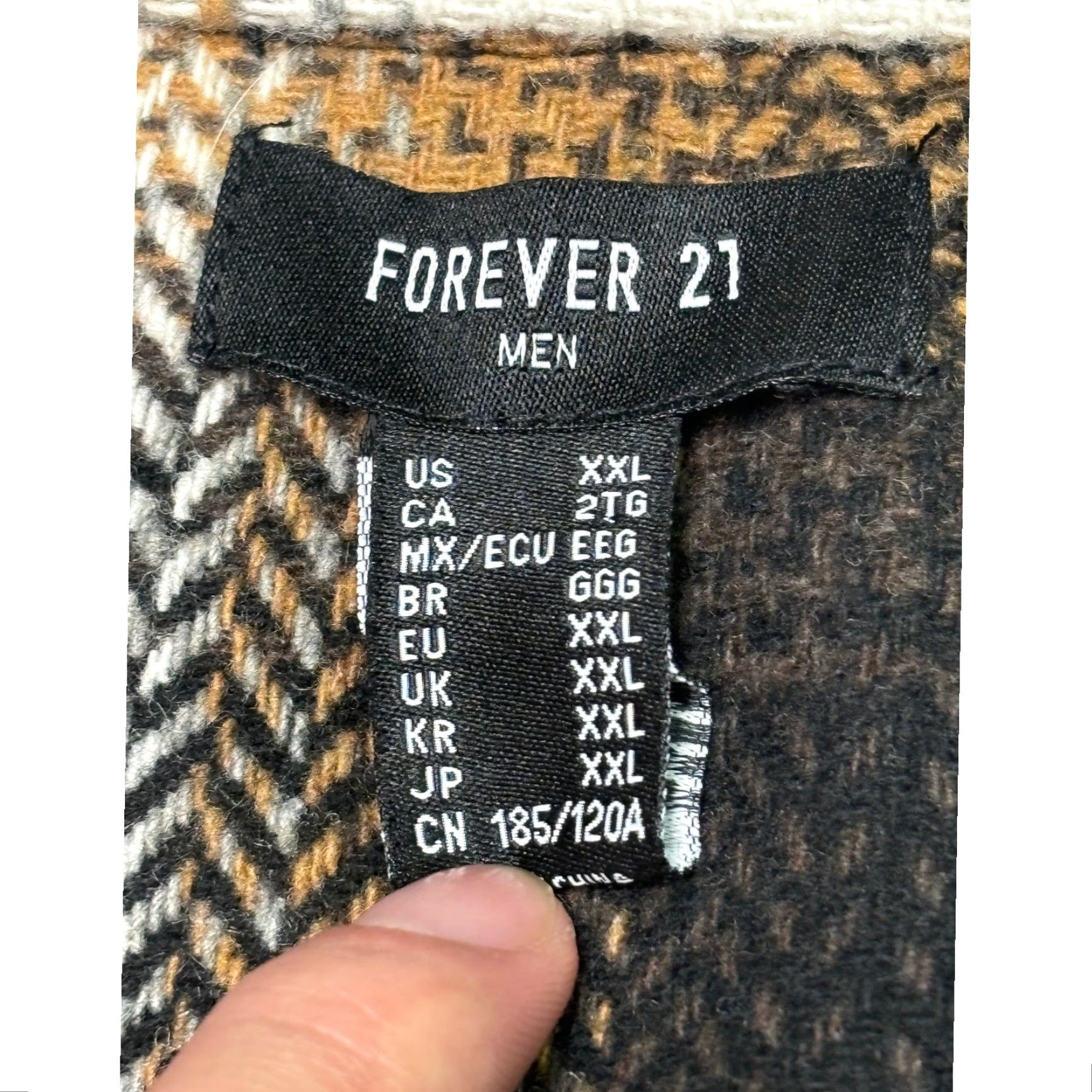 Forever 21 Forever 21 Men XXL Plaid Flannel Heavyweight Shirt Brown Geometric Embroidery Size US XXL / EU 58 / 5 - 4 Thumbnail