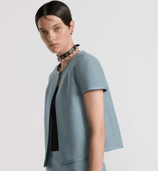 Dior o1w1db10326 511V93 Short-Sleeved Jacket in Pastel Blue Size XS / US 0-2 / IT 36-38 - 4 Thumbnail