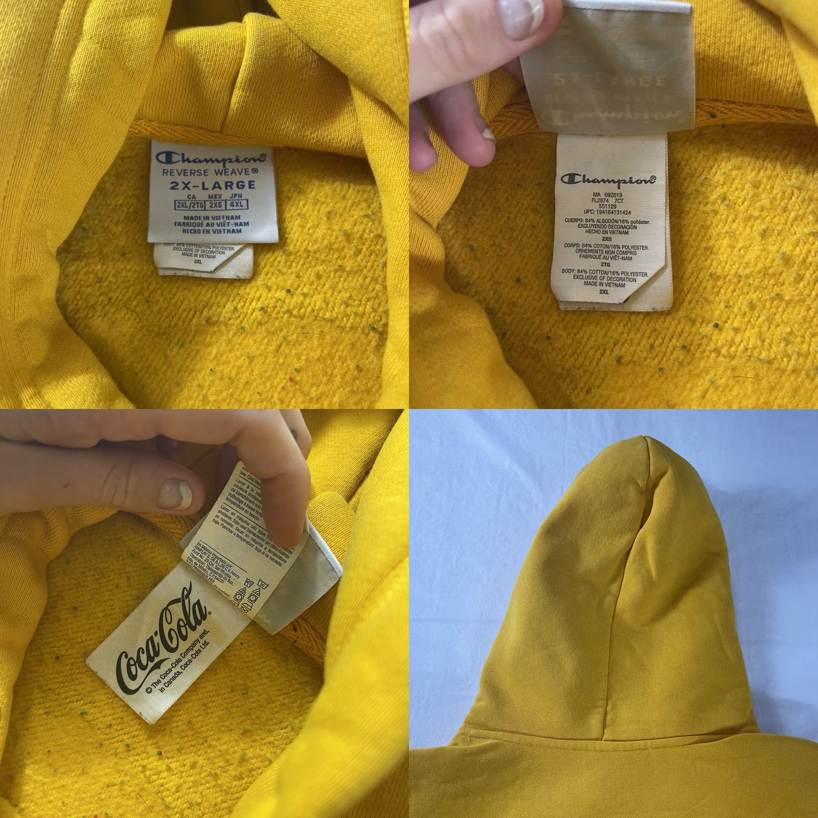 Champion Champion Hoodie 2XL Sweatshirt Reverse Weave Yellow The Real Thing Mens Size US XXL / EU 58 / 5 - 10 Thumbnail