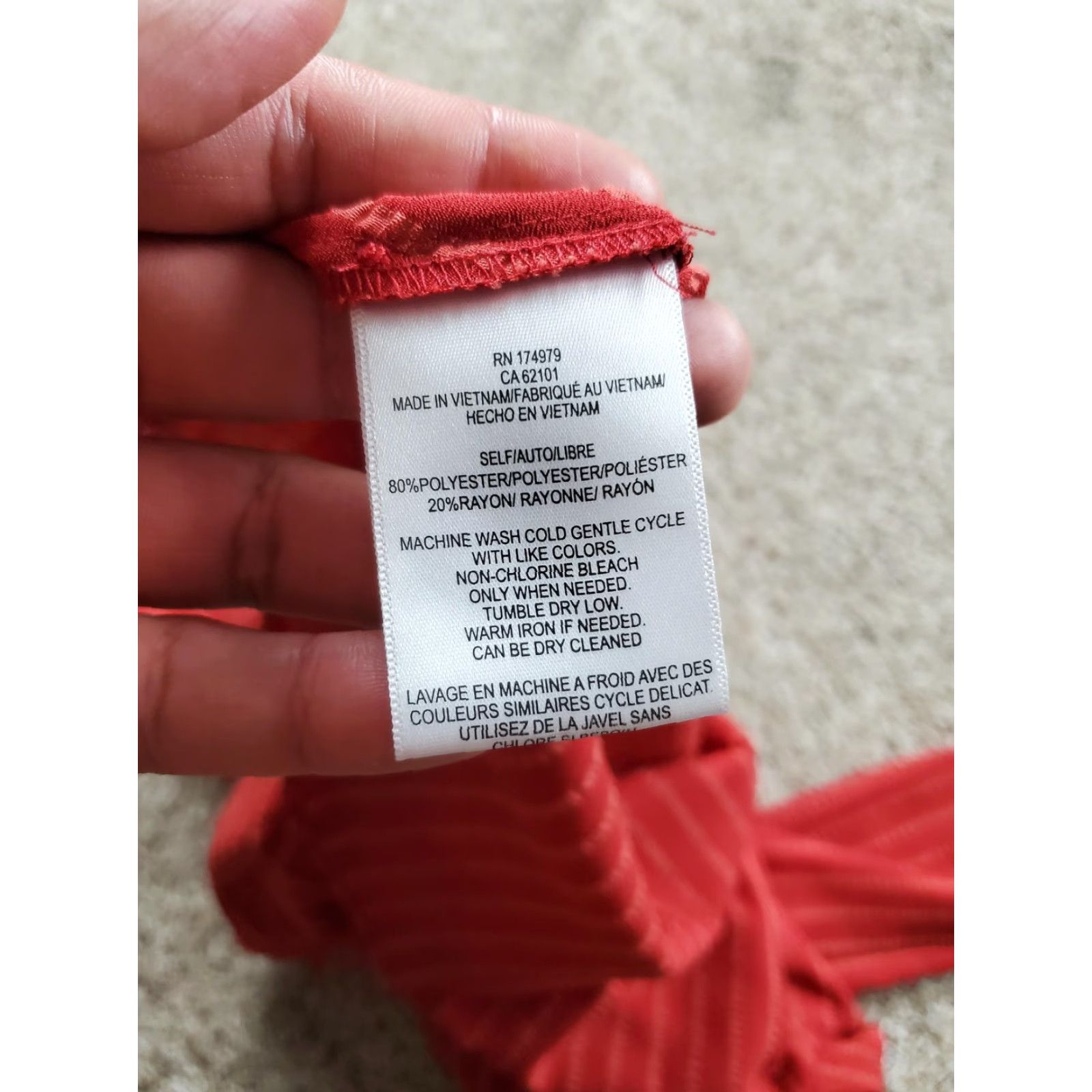 Bcbgmaxazria BCBGMAXAZRIA Blouse Womens XS Red Long Sleeve Surplice Stripe Wrap Top Dressy Size XS / US 0-2 / IT 36-38 - 5 Thumbnail
