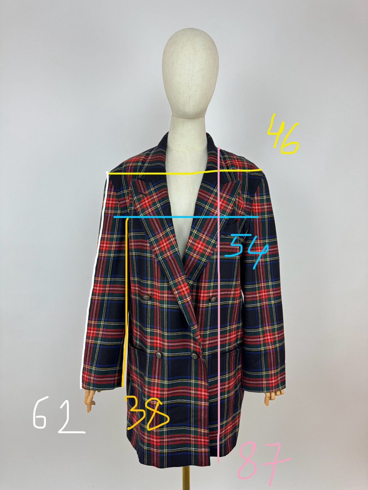 Other Flick Aktuell Long Blazer Double breasted Wool Plaid Jacket Size L / US 10 / IT 46 - 10 Thumbnail