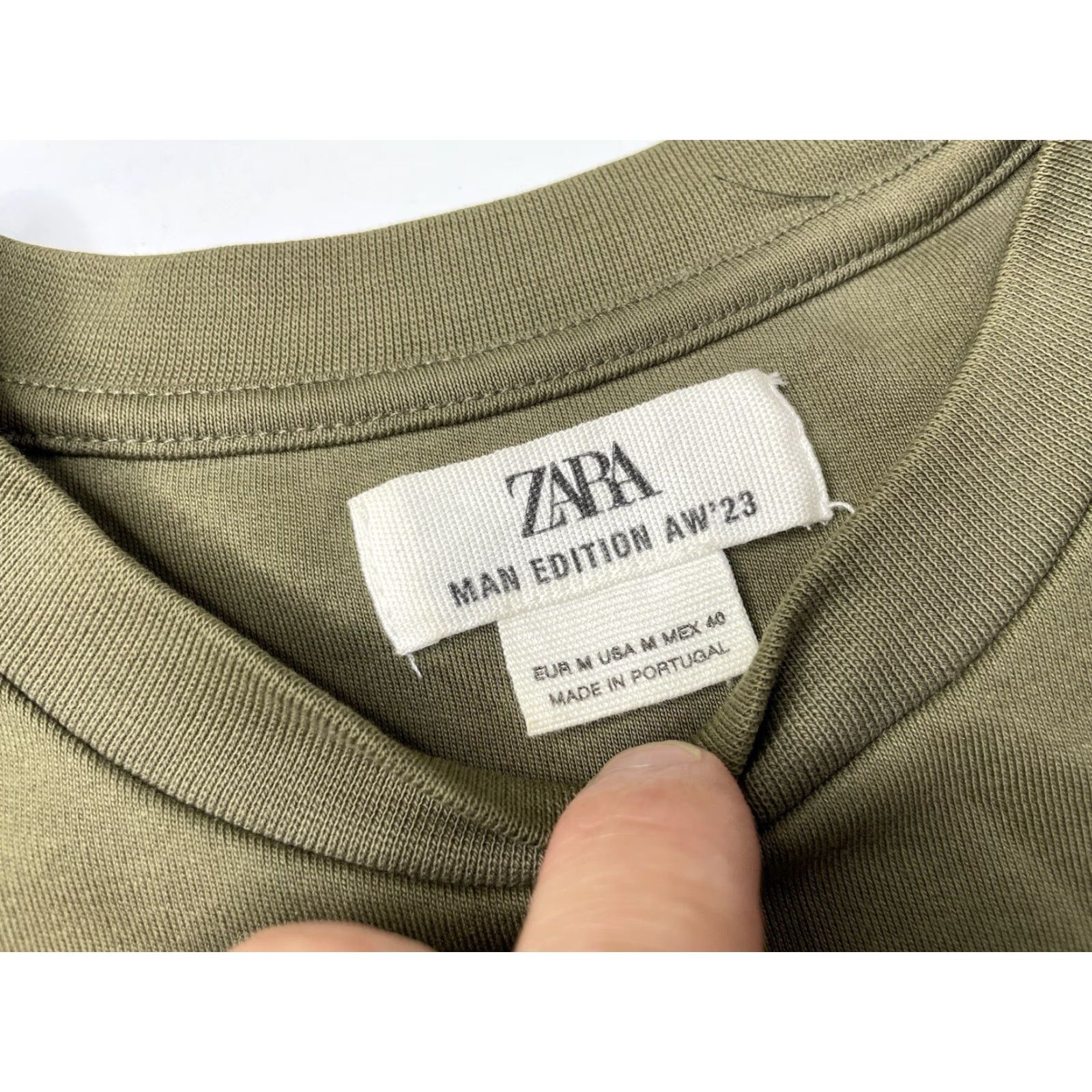 Zara Zara Man T-Shirt Green Medium Pocket Leather Heavyweights AW 23 Limited Edition Mens M Size US M / EU 48-50 / 2 - 3 Thumbnail