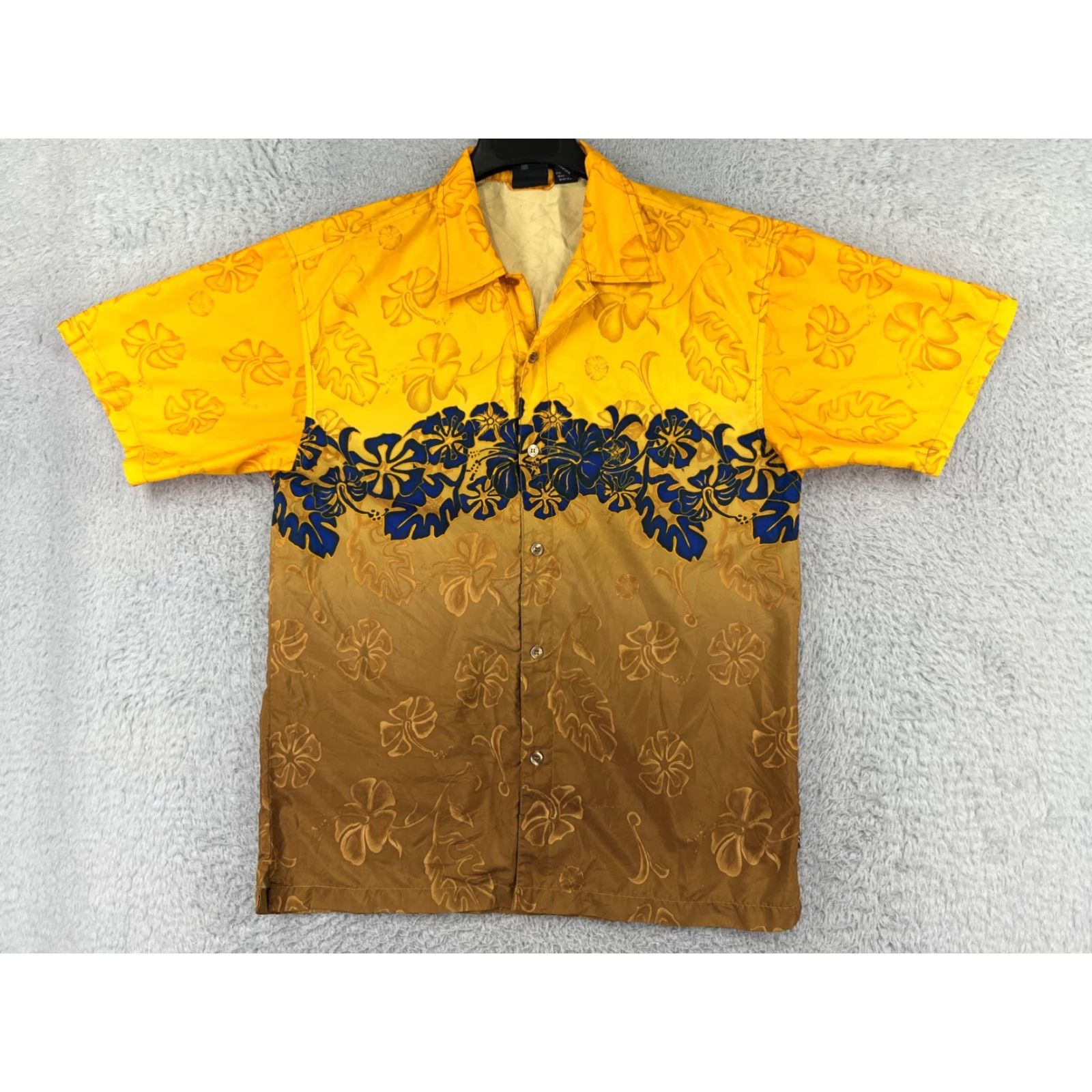 No Fear VINTAGE No Fear Shirt Mens Floral Hawaiian Button Up Yellow Brown Poly Size US M / EU 48-50 / 2 - 2 Thumbnail