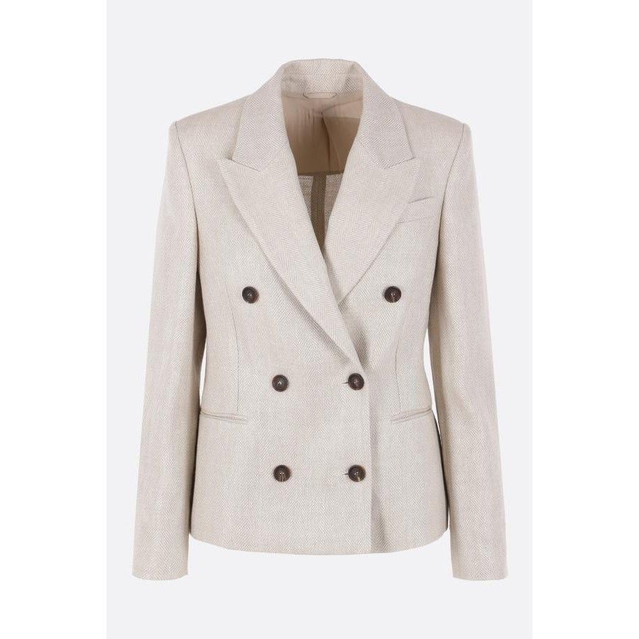 Brunello Cucinelli BRUNELLO CUCINELLI Herringbone Beige Linen Jacket New & Auth Size M / US 6-8 / IT 42-44 - 1 Thumbnail