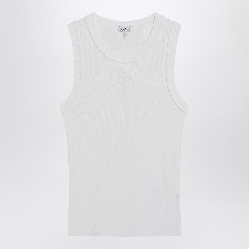 Loewe Loewe White Ribbed Viscose-Blend Tank Top Size L / US 10 / IT 46 - 1 Thumbnail