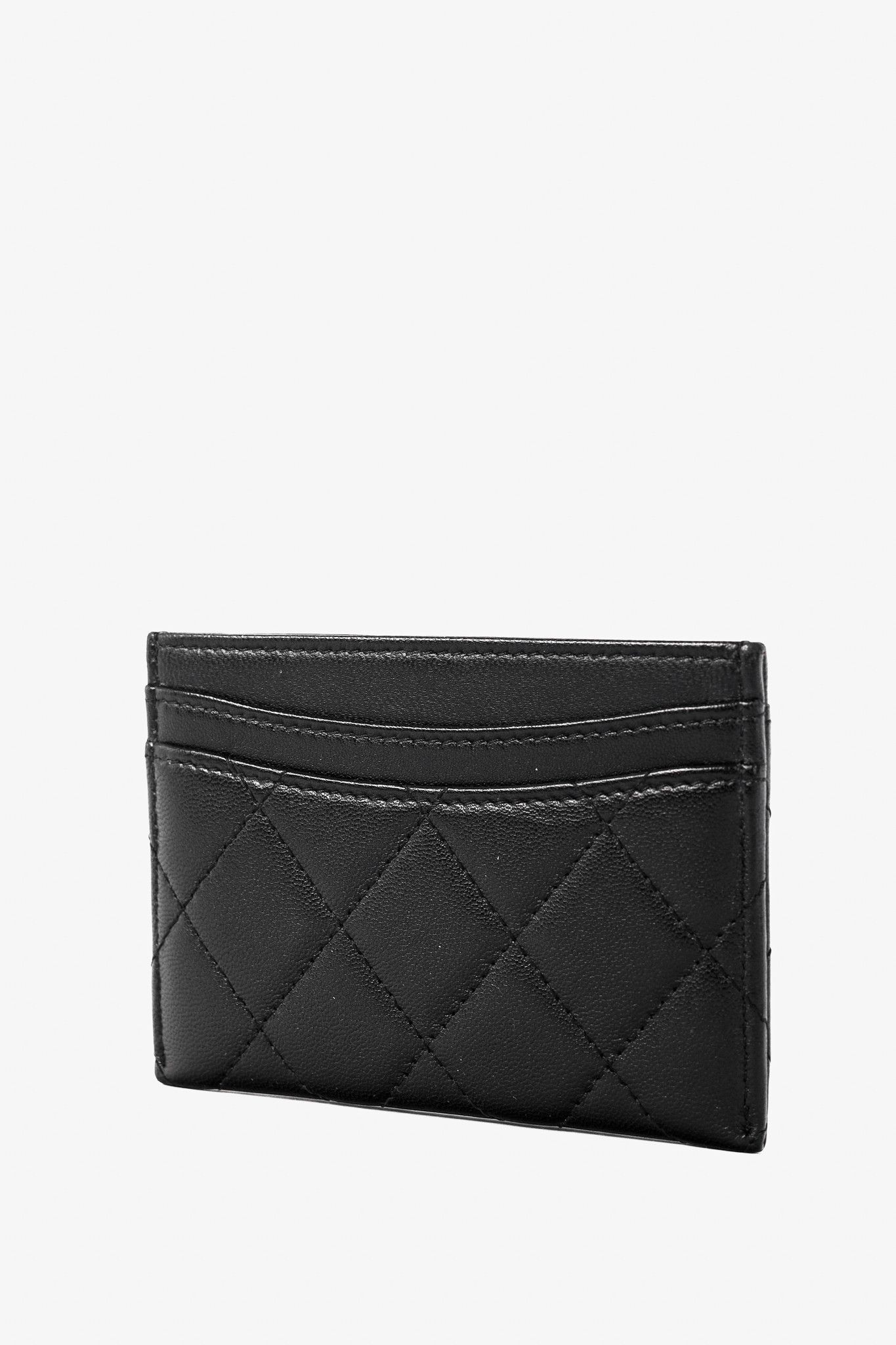 Chanel Chanel Black Lambskin Leather Quilted CC Card Holder Size ONE SIZE - 3 Thumbnail