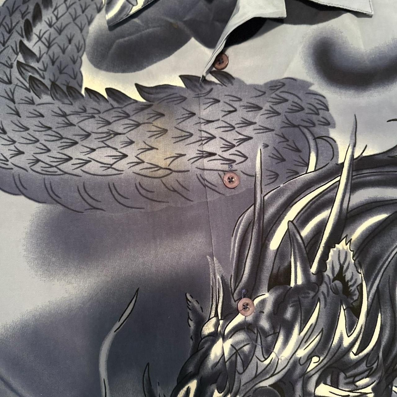 Other ZAM Dragon Print Satin Button-Up Shirt Navy/Black (Size 3XL) Size US XXL / EU 58 / 5 - 2 Thumbnail
