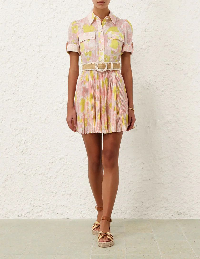 Zimmermann oc11z0525 Pop Pleated Mini Dress in Multicolor Size S / US 4 / IT 40 - 2 Thumbnail