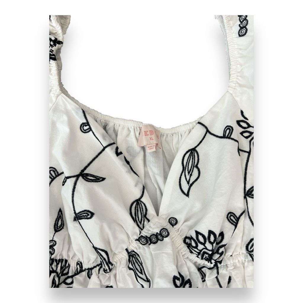 Other Ciebon Serbita Floral Embroidered Black White Puff Sleeve Dr Size XL / US 12-14 / IT 48-50 - 5 Thumbnail