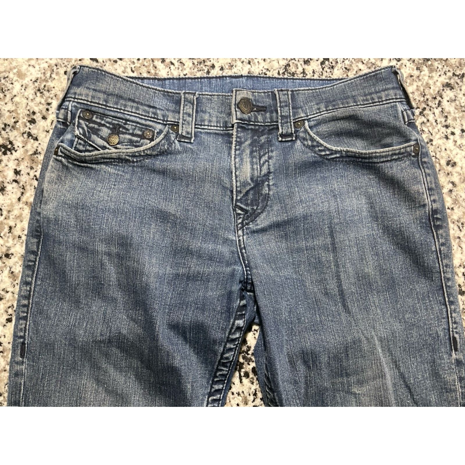 True Religion True Religion Jeans Ricky Straight 5-Pocket Denim Dark Blue Back Flap Pockets 34 x 32.5 Mens Regular 32 Inseam Size US 32 / EU 48 - 2 Thumbnail