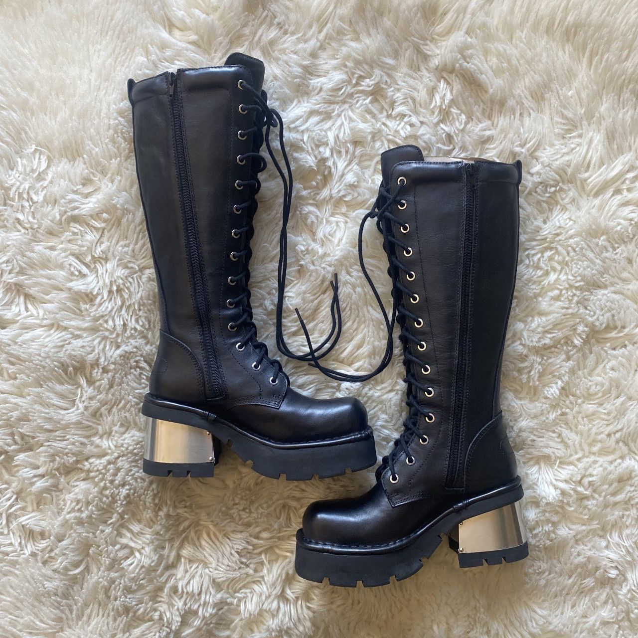 Jeffrey Campbell Jeffery Campbell Galactix Platform Black Silver Leather Boot Size US 8 / IT 38 - 3 Thumbnail