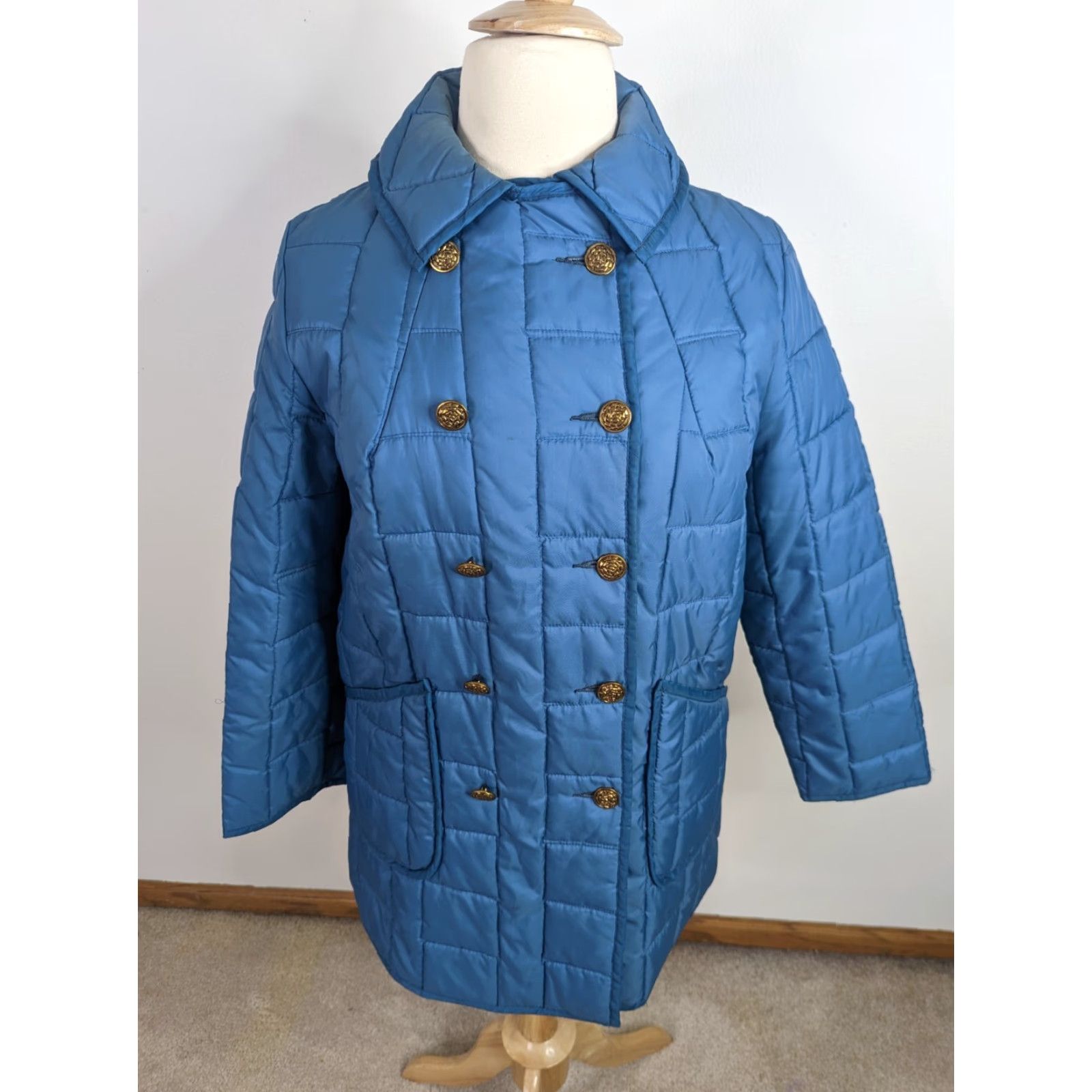 Doublet VINTAGE Women's Coat Puffer Jacket Blue L 70s 80s Quilted Zip Pockets Zipper Size L / US 10 / IT 46 - 2 Thumbnail