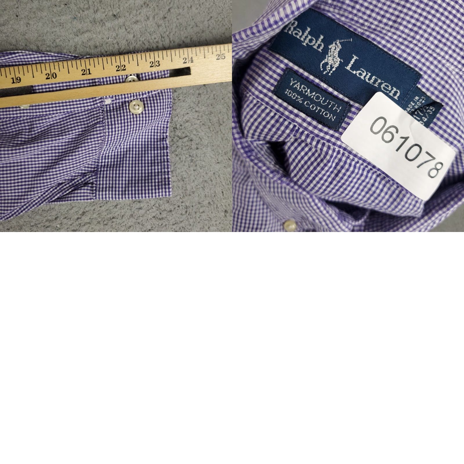 Ralph Lauren Ralph Lauren Dress Shirt Mens Size 17.5 Purple Check Long Sleeve Button-Up Size 46R - 8 Thumbnail