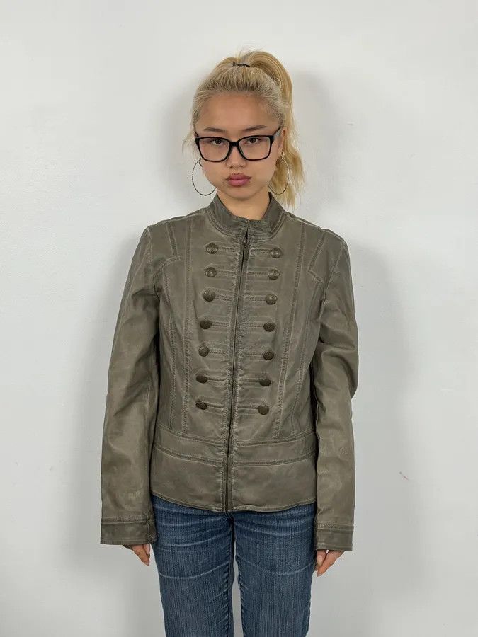 Vintage 2000s Archive Khaki Napoleon Officier Military Jacket Size M / US 6-8 / IT 42-44 - 2 Thumbnail