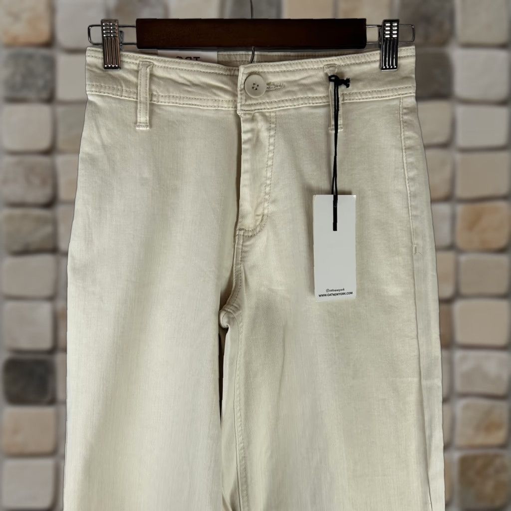 Vintage OAT New York Pants Womens 0/25 Beige High Rise Wide Leg Stretch Twill Chino Size 25" / US 0 / IT 36 - 1 Thumbnail
