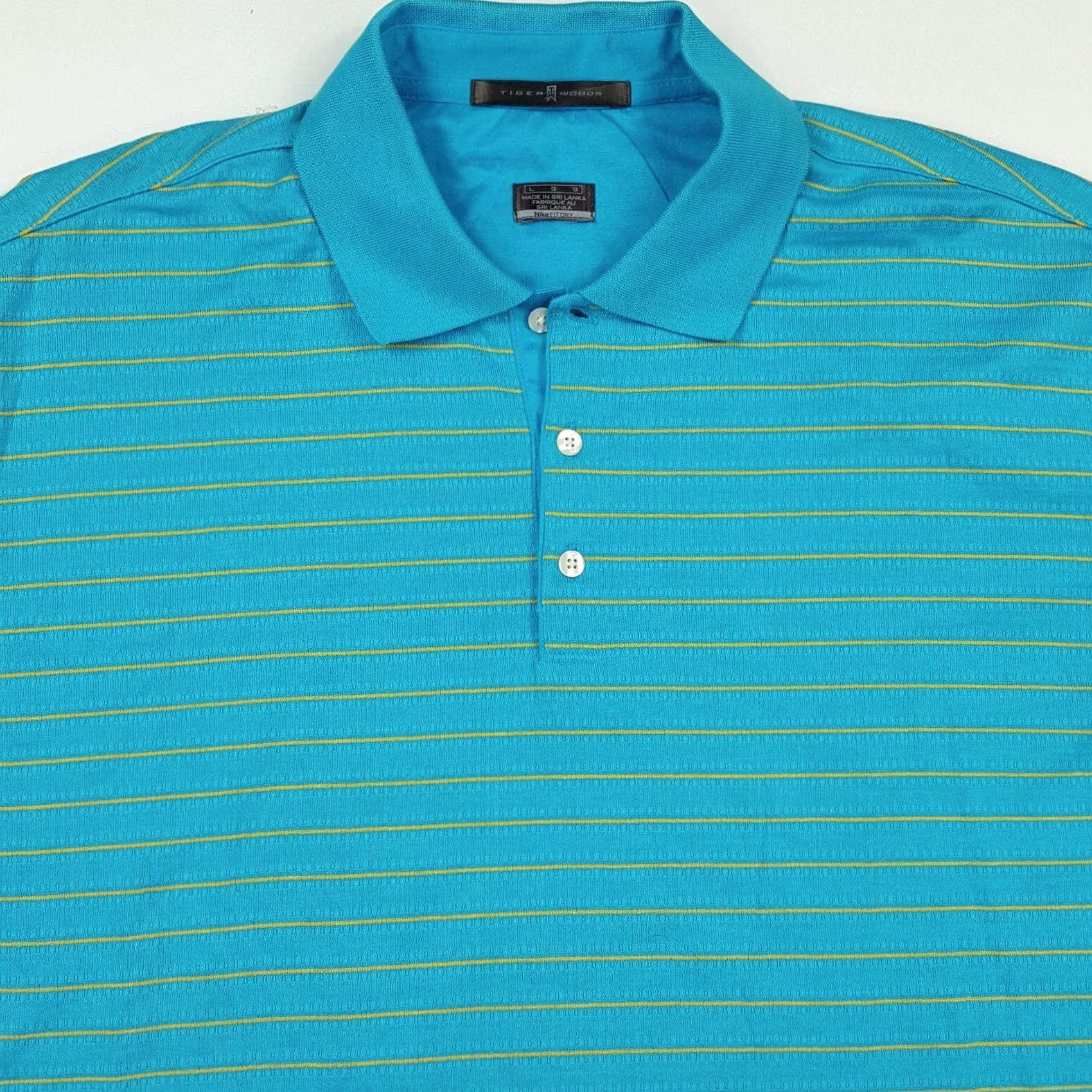 Nike VINTAGE Nike Golf Tiger Woods Blue Striped Polo Shirt Mens L PGA Collared Button Polo Shirt Size US L / EU 52-54 / 3 - 2 Thumbnail